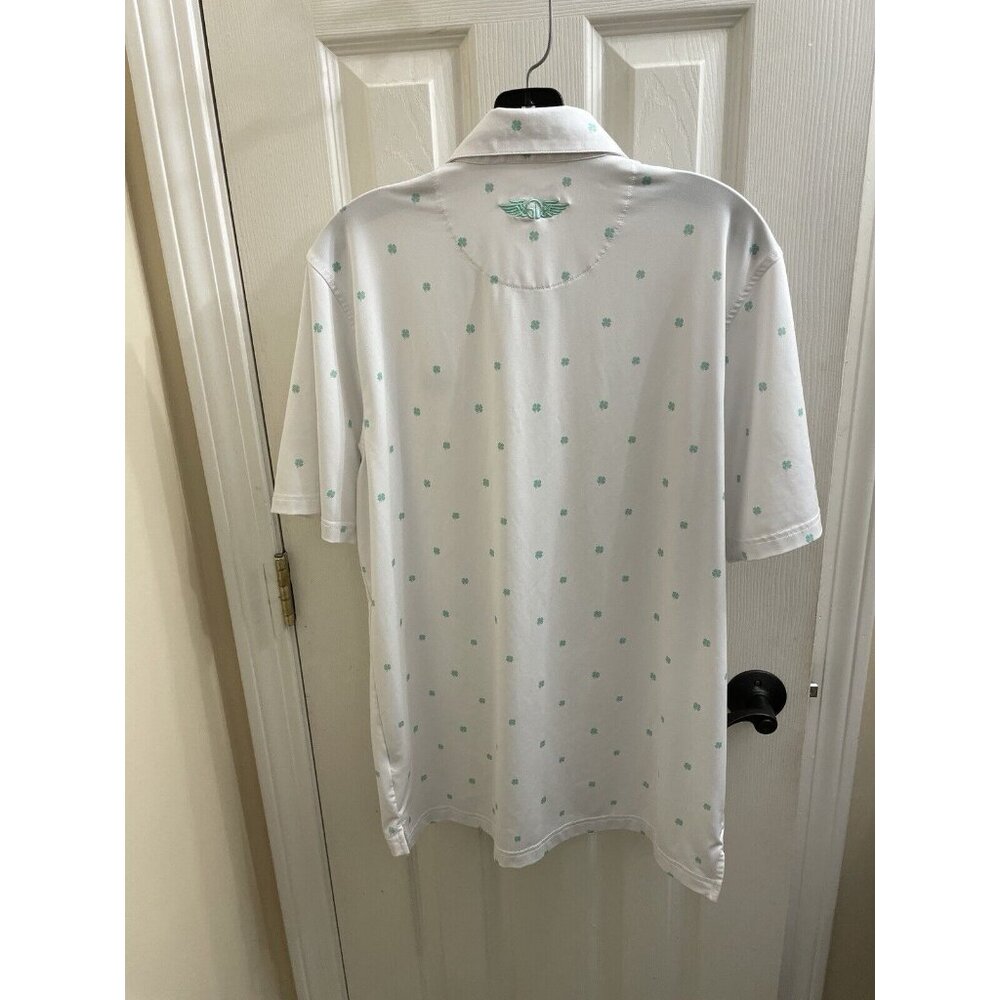 Straight Down Performance Golf Polo Shamrocks Print Men Size Small Duck Hunt - Picture 9 of 12